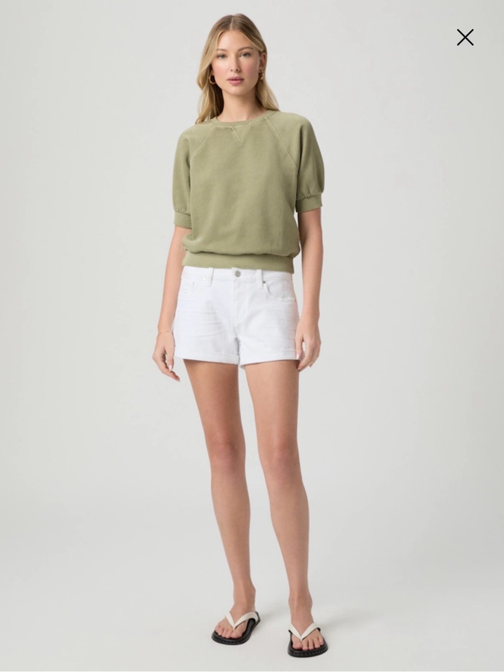 PAIGE White Denim Cuffed Shorts
